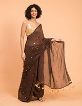 Women's Brown Pure Cotton Saree