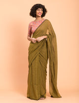 Women's Green Pure Cotton Saree