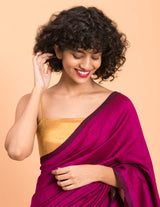 Women's Pink Cotton Acrylic Saree with Blouse Piece