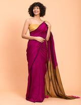 Women's Pink Cotton Acrylic Saree with Blouse Piece
