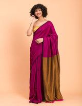 Women's Pink Cotton Acrylic Saree with Blouse Piece