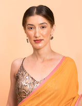 Women's Yellow Cotton Blend Saree