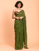 Women's Green Pure Cotton Saree
