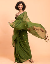 Women's Green Pure Cotton Saree