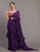 Women's Purple Mul Cotton Saree