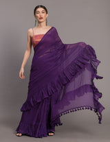 Women's Purple Mul Cotton Saree