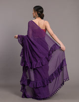 Women's Purple Mul Cotton Saree