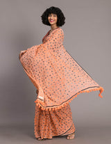 Women's Orange Pure Cotton Saree