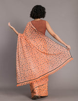 Women's Orange Pure Cotton Saree