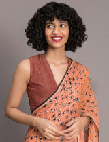 Women's Orange Pure Cotton Saree
