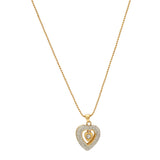 Gold and Rhodium Plated Trendy Heart Designer Pendant with chain for Girls and Women