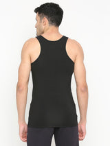 Men's Black Solid Round Neck Vest