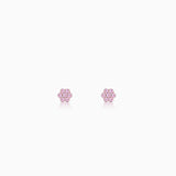 Girls Rose Gold Baby Pink Flower Stud Earrings