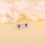 Silver Pop Pink Studded Butterfly Studs