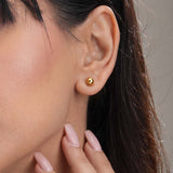 Women's Gold Plated Plain Ball Stud Earrings Waterproof & Anti-Tarnish