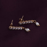 Women's Gold Plated Pearl Drop Diamond Earrings Waterproof & Anti-Tarnish