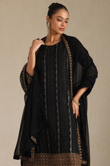 Women's Black Georgette Suit Set With Stone Work