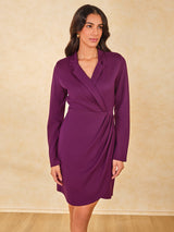 Women's Red Party Regular Fit Solid Full Sleeves Dress