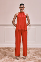 Women's Red Daily Regular Fit Printed Sleeveless Co-ords Set
