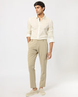 Men's White Casual Regular Fit Solid Full Sleeves Shirt
