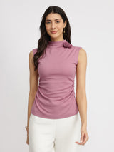 Women's Pink Party Solid Regular Fit Sleeveless Top