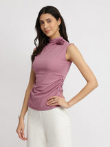 Women's Pink Party Solid Regular Fit Sleeveless Top