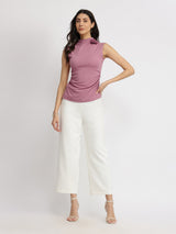 Women's Pink Party Solid Regular Fit Sleeveless Top