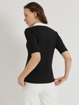 Women's Black Casual Solid Half Sleeves Tshirt