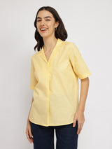 Women's Yellow Casual Solid Regular Fit Half Sleeves Top