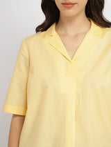 Women's Yellow Casual Solid Regular Fit Half Sleeves Top