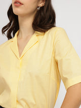 Women's Yellow Casual Solid Regular Fit Half Sleeves Top