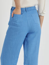 Women's Blue Work Solid Regular Fit Non-Stretchable Trouser