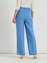 Women's Blue Work Solid Regular Fit Non-Stretchable Trouser