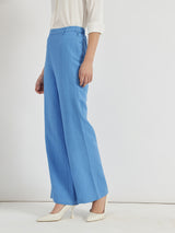 Women's Blue Work Solid Regular Fit Non-Stretchable Trouser