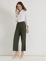 Women's Green Work Solid Regular Fit Non-Stretchable Trouser