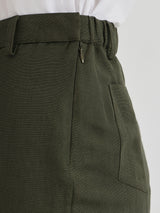 Women's Green Work Solid Regular Fit Non-Stretchable Trouser