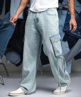 Men's Light Blue Baggy Utility Denim Jeans