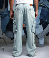 Men's Light Blue Baggy Utility Denim Jeans