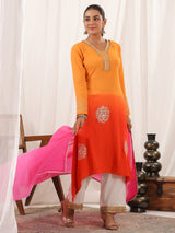 Women's Multicolor Festive Ombre Full Sleeves Kurta Sets