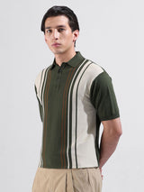 Men's Green Casual Slim Fit Solid Half Sleeves Tshirt