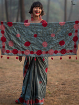 Women's Gray Silk Saree