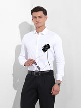Men's White Casual Printed Full Sleeves Shirt