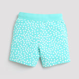 Girls Blue Regular Fit Knee Length Printed Shorts
