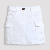 Girls White Regular Fit Below Knee Solid Shorts