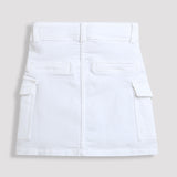 Girls White Regular Fit Below Knee Solid Shorts