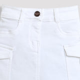 Girls White Regular Fit Below Knee Solid Shorts