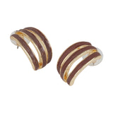 Women's 3 Line Maroon Enamel Stud Earring