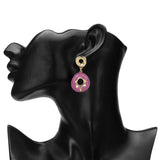 Women's Purple Enamled Round Drop Stud Earring