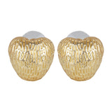 Women's Etched Gold Plated Heart Shape Metal Stud Earring