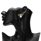 Women's Elegant Bow Knot with Pearl Drop Stud Earring